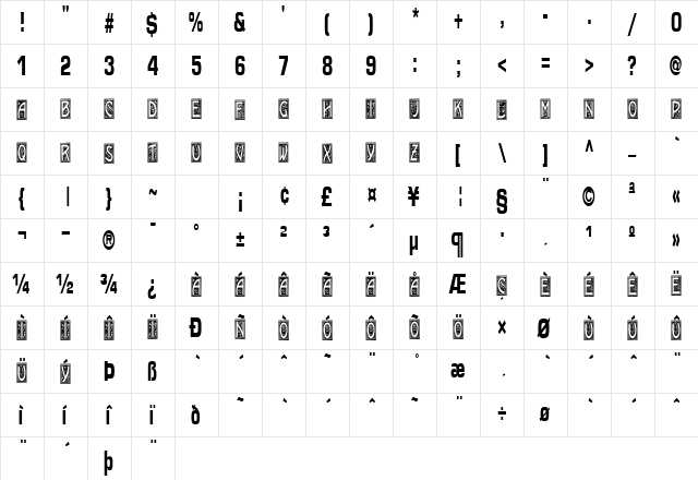 Carnegie Regular  glyph index