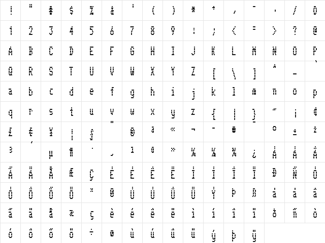 Telidon Cd Bold  glyph index