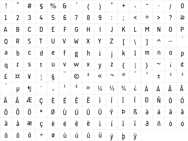AUdimat Regular  glyph index