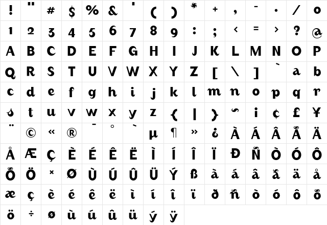 August MediumAlternate  glyph index