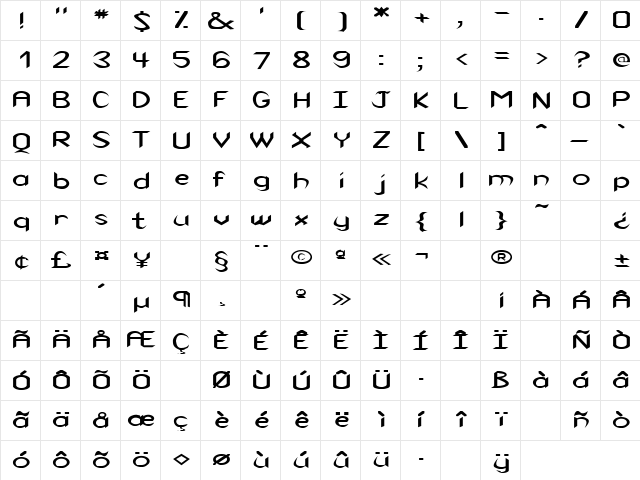 Nonfiction 4 Regular  glyph index