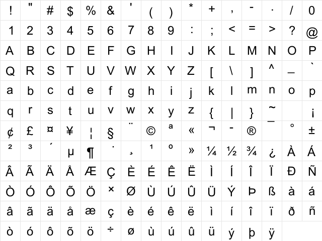 Haiseltone Regular  glyph index