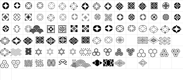 Seven Treasures Ornmnt ITC Regular  glyph index