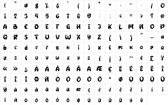 Schofield Outline Regular  glyph index