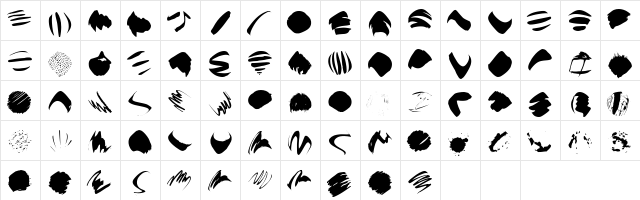 BrushapesRound Italic  glyph index