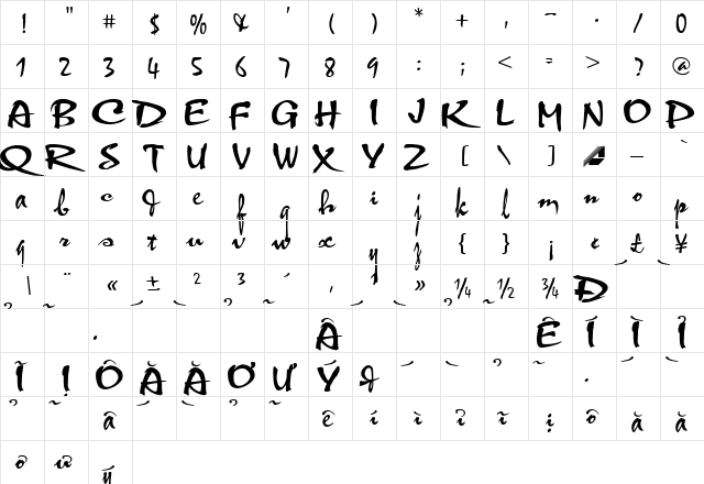 HL Thuphap 2BK Regular  glyph index