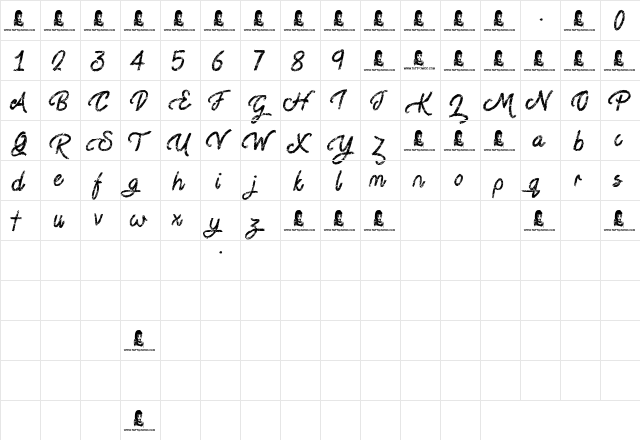 Steady Rain Regular  glyph index