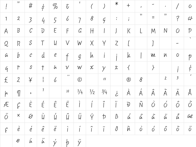 ElektrixLight Regular  glyph index