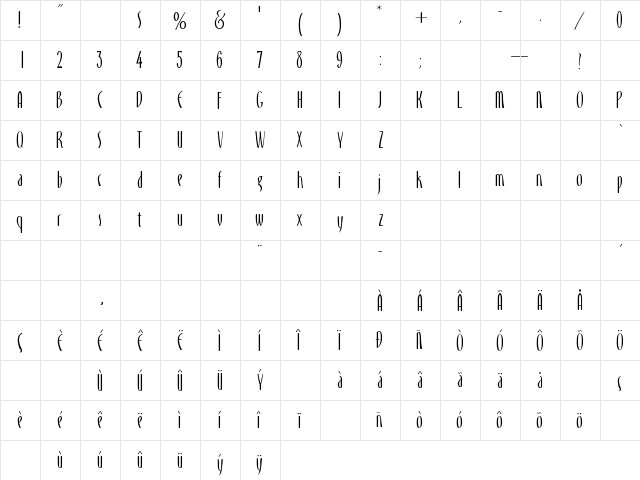 Monika Regular  glyph index