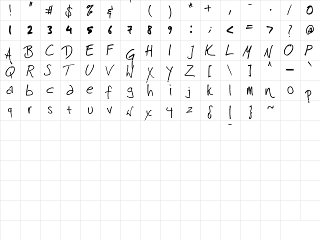 harrison Regular  glyph index