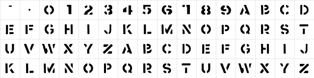 Crass Regular  glyph index