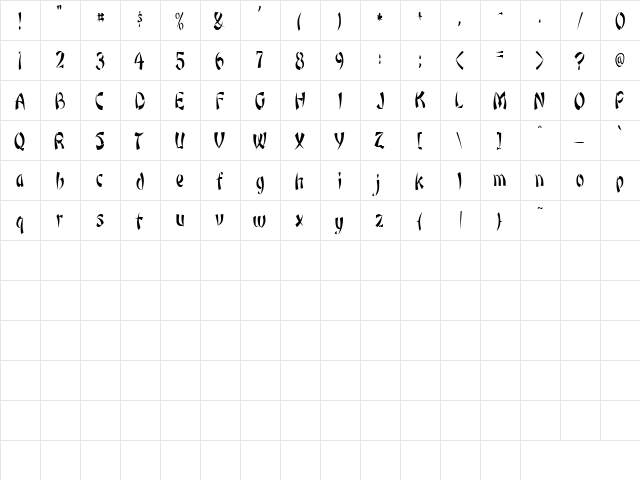 Low Rider 1 Regular  glyph index