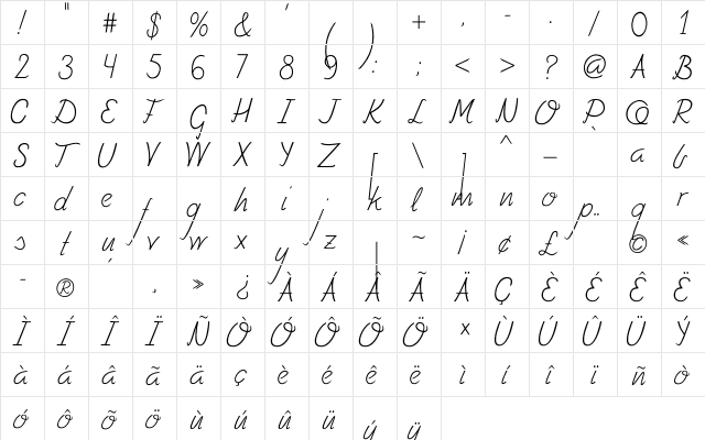 Fely Regular  glyph index