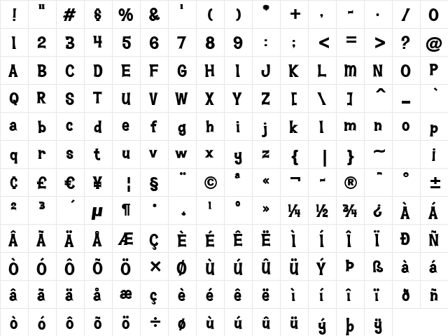 Hawaiian Aloha BTN XBd Regular  glyph index