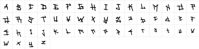 Sword Shit DEMO Regular  glyph index