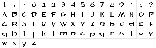 Misfit Regular  glyph index