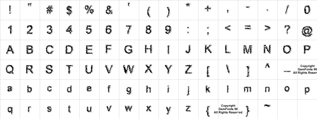 AcidDreamer Regular  glyph index