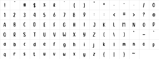 Locanita Regular  glyph index
