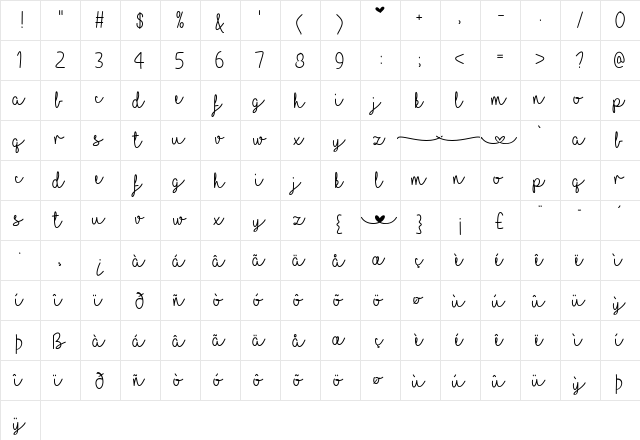 I Love Glitter Regular  glyph index