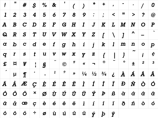 LubalinGraphEF DemiOblique  glyph index