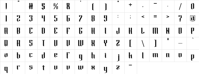 horde Regular  glyph index