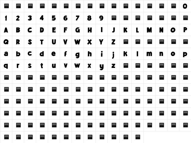 Spare Parts - Demo Regular  glyph index