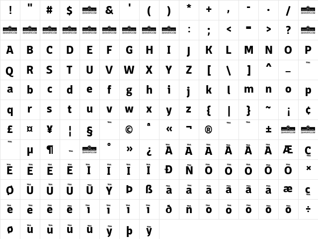 Domotika Trial Bold  glyph index