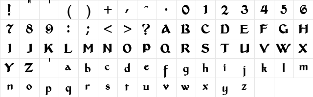 MiddleAges Heavy  glyph index