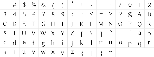 Hassliebe Regular  glyph index