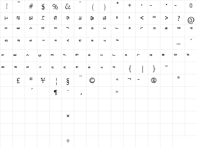 HaNgUl LoVe Regular  glyph index