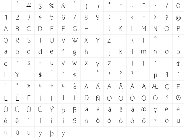 New Cicle Fina  glyph index
