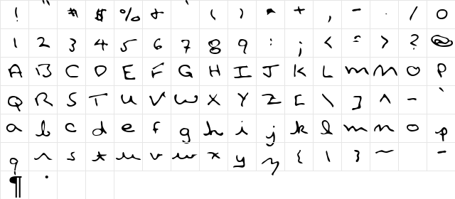 Joel Regular  glyph index