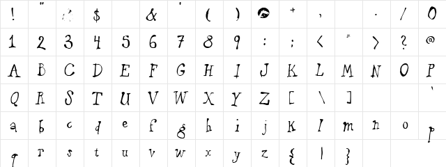 Gallop Regular  glyph index