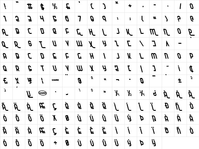 Ro'Ki'Kier Leftalic Leftalic  glyph index