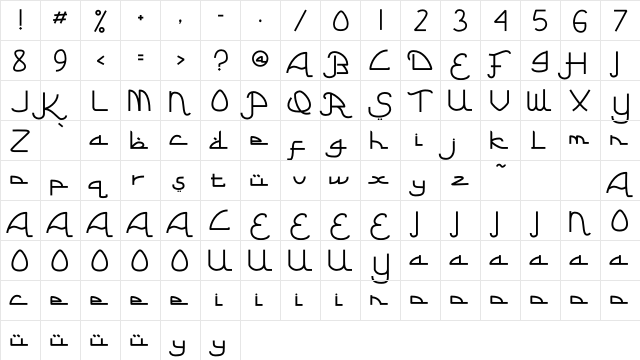 Ramadhan Regular  glyph index