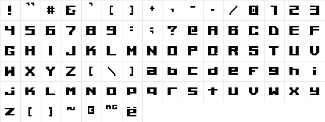 Kiloton v1.0  glyph index