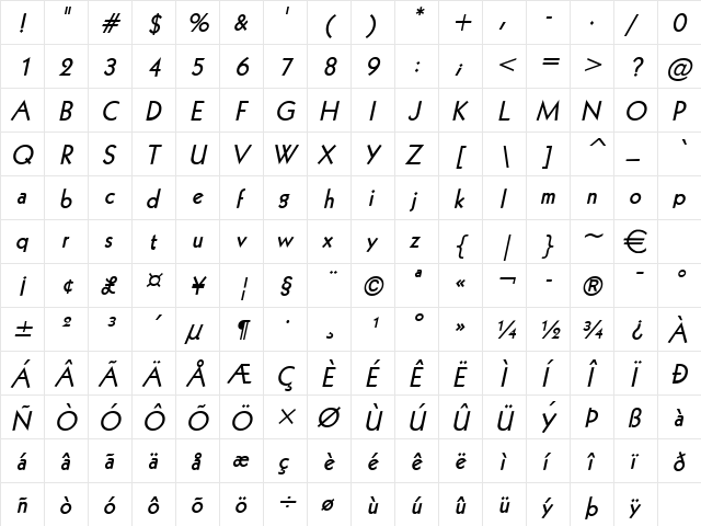 Geo112 BoldItalic  glyph index