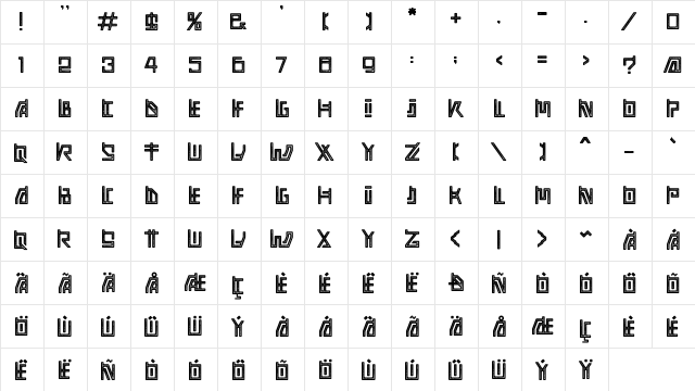 Adine grunge  glyph index