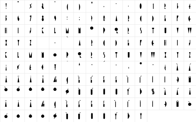 AmsterdamTangram Regular  glyph index