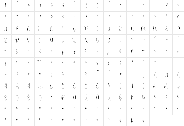 Omiley Regular  glyph index
