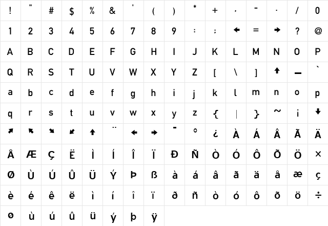 DIN Mittelschrift Mittelschrift  glyph index