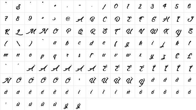 Reality Sunday Regular  glyph index