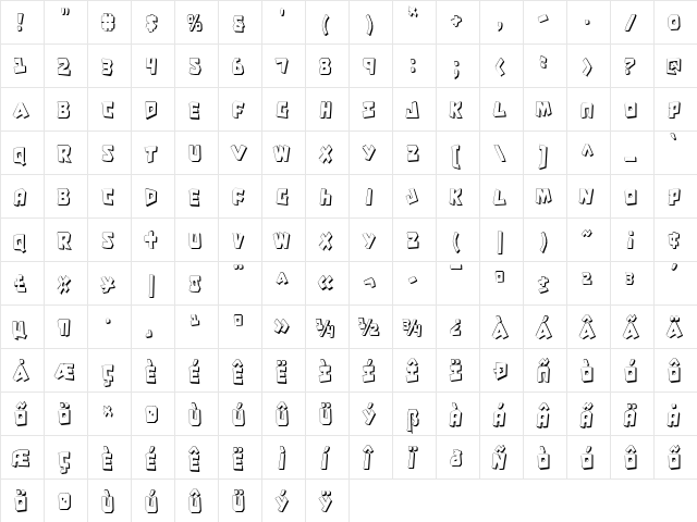 Cro-Magnum Condensed Shadow Condensed Shadow  glyph index