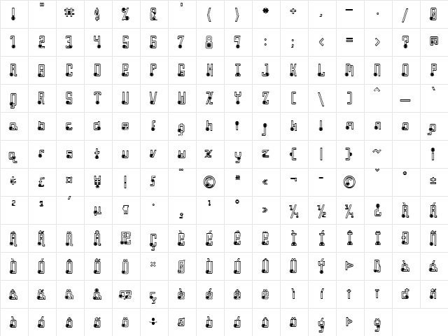 Quasidipitous Black Spot Regular  glyph index