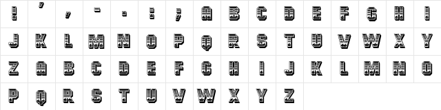 OceanView Initials  glyph index