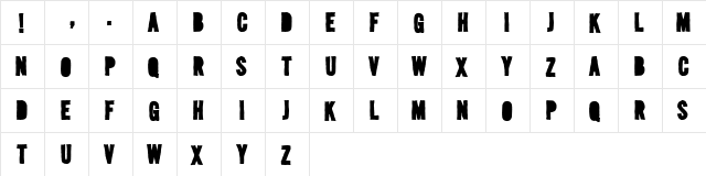 Media Blackout Regular  glyph index