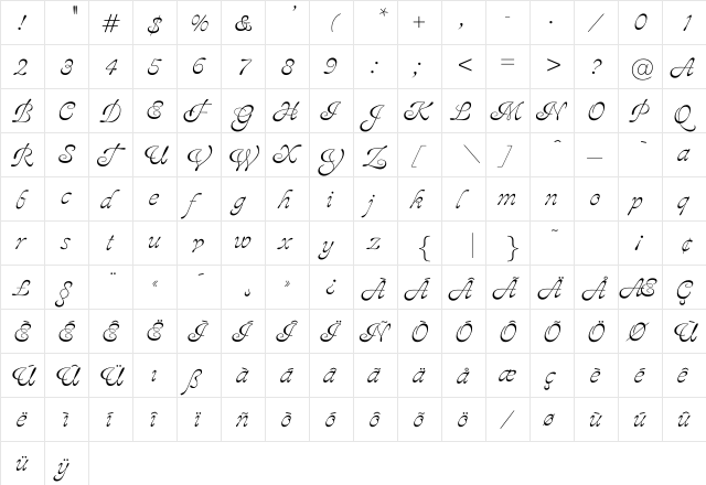 TrSah Ajile Regular  glyph index