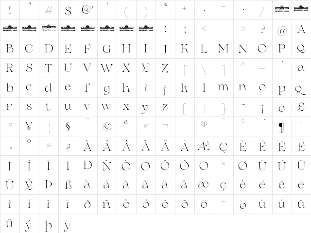 Erotique Trial Regular  glyph index