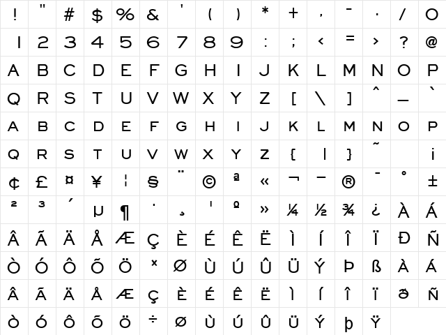 DoctorEye Bold  glyph index