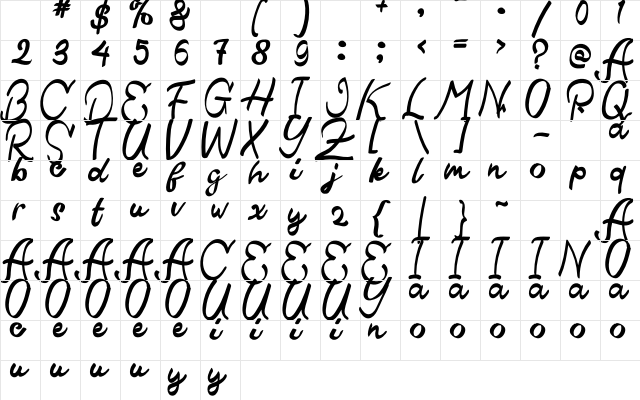 Qistis Blistist Regular  glyph index